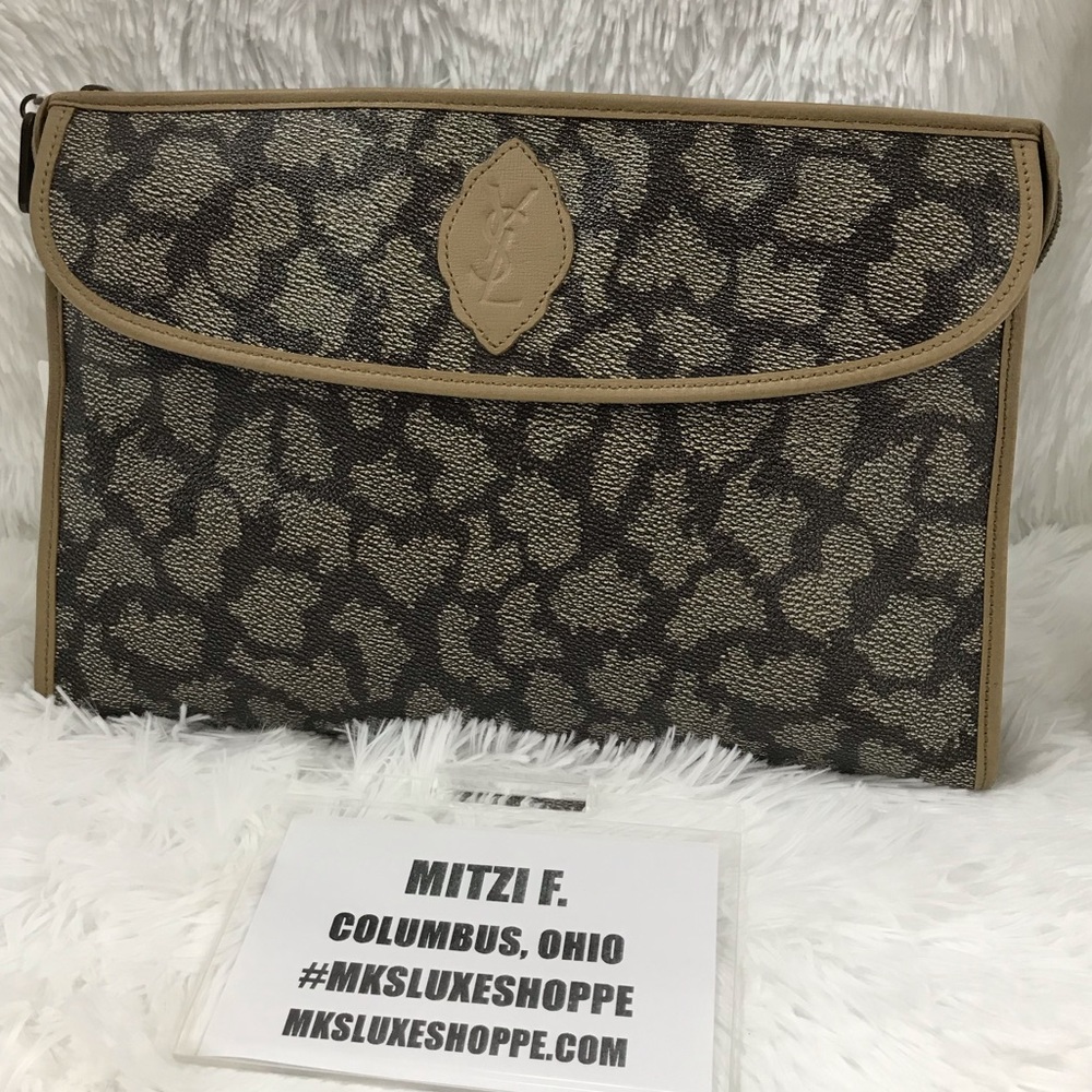 YSL YVES SAINT LAURENT CLUTCH BAG CAMOU EUC POUCH